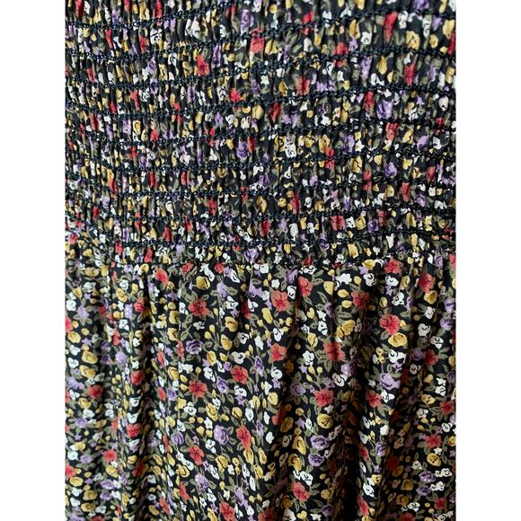 jumpsuit 1990s floral smocked top cottagecore pink yellow purple - Picture 2 of 10